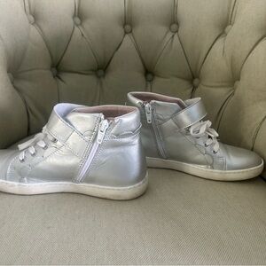Jacadi Silver Sneakers with Padded Collar and White Rubber Sole